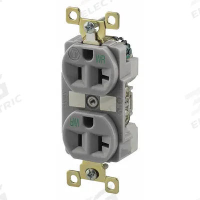 BRYANT Receptacle: Duplex, 5-20, Gray, 125V AC, 20 A, 2 Pole / 3 Wire (MPN BRY5362GRYWR) - General Purpose Receptacles