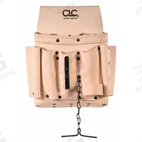 CLC Tool Pouch: For 2 3/4 in Belt Wd - Max, 8 Pockets, Tan, Leather (MPN 521). Key specifications — Closure Type: Open Top; Attachment: Belt Slot; Color: Tan; Brand: CLC.