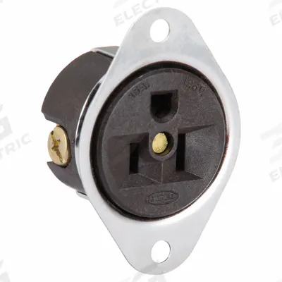 HUBBELL Flanged Receptacle: Single, 5-15, Brown, 125V AC, 15 A, 2 Pole / 3 Wire (MPN HBL5256) - General Purpose Receptacles