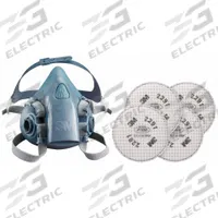 3M Half Mask Respirator Kit: 4 Cartridges Included, (4) P100 Filter, Silicone, M Mask Size (MPN 3PB40-5WYZ4). Key specifications — Includes: (4) P100 Filter; Facepiece Material: Silicone.