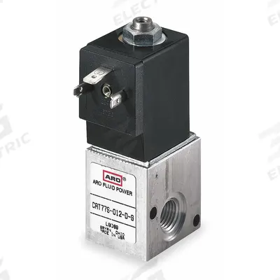 ARO Solenoid Air Control Valve: CAT, Three-Way / Two-Position, 24V DC - ARO CAT Series Solenoid-Operated Inline Air Control Valves