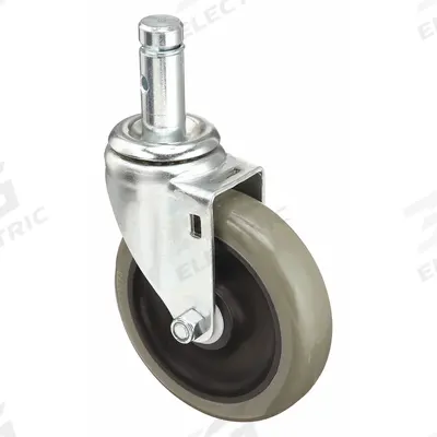 APPROVED VENDOR Stem Caster: Swivel, No Brake, 5 in Wheel Dia., 1 1/4 in Wheel Wd, Polyurethane - NSF-Listed Sanitary Friction-Ring Stem Casters