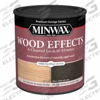 MINWAX Wood Stain: Wood Stain, Interior, Water, 1 qt Container Size, Wood, Charred Black (MPN 404140000). Key specifications — Brand: MINWAX; Transparency: Transparent; Use Location: Interior; Sub-Brand: Wood Effects; Color: Charred Black.