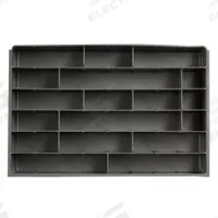 Compartment Drawer Insert: 18 in x 12 in x 3 in, 17 1/2 in x 1 7/8 in, 6 Compartments, 12 Dividers (MPN 124-95-ADLH-IND). Key specifications — Color: Gray; Compartment HxWxD: (6) 17-1/2 in x 1-7/8 in; Removable Dividers: Side to Side; Compatible Manufacturer Model Number: 123-95; Brand: DURHAM MFG.