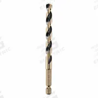 DEWALT Hex Shank Drill Bit: 5/16", 135° Split Point, Black & Gold HSS, Impact Rated (MPN DWA5020). Key specifications — attr1234973: Impact Rated; attr1234966: DEWALT; attr1234978: 0.3125.
