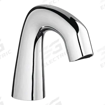 CHICAGO FAUCETS Bathroom Sensor Faucet: EQ Curved, Cast Brass, Polished Chrome Finish - Single-Post Sensor Bathroom Faucets
