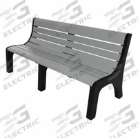 ULTRASITE Outdoor Bench: Newport, 72 in Overall Lg, 33 3/8 in Overall Ht, Gray, Black, Plank Surface (MPN PB 6GRANEW). Key specifications — Manufacturer Part Number: PB 6GRANEW; Brand: ULTRASITE; Frame Color: Black; Product Type: Outdoor Bench; Seat Color: Gray; Series: Newport.