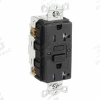 HUBBELL GFCI Receptacle: Duplex, 5-20, Black, GFCI, 125V AC, 20 A, 2 Pole / 3 Wire (MPN GFRTW20BLK)