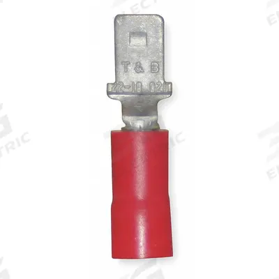 STA-KON Wire Disconnect: Male Tab, Red, Vinyl, Partial Coverage - Partially Insulated Quick Disconnects