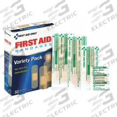 FIRST AID ONLY Adhesive Bandage: Strip Bandages, 1 in_3/4 in_5/8 in_7/8 in Wd, 3 in_2 1/4 in Lg (MPN 90332). Key specifications — Product Type: Strip Bandages; Unitized: Unitized; Water Resistance: Water Resistant; Brand: FIRST AID ONLY; Latex Content: Latex Free; Metal Detectable: Not Metal Detectable; Package Type: Box; Manufacturer Part Number: 90332.