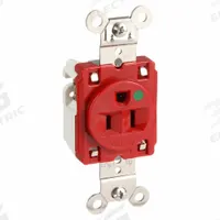 HUBBELL Receptacle: Hospital Grade Fed. Spec., Single, 5-15R, Red, 125V AC, 15 A, 2 Pole / 3 Wire (MPN HBL8210R)