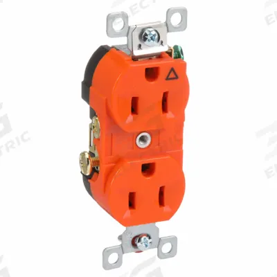 BRYANT Receptacle: Duplex, 5-15, Orange, 125V AC, 15 A, 2 Pole / 3 Wire (MPN CR15IG) - General Purpose Receptacles