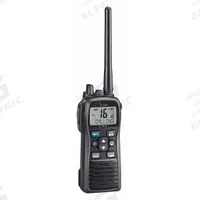 ICOM Marine Handheld Two Way Radio: VHF, Analog, 6 W, 88 Channels, Alphanumeric, IPX8, Black, M73 (MPN M73 PLUS 71 USA). Key specifications — Radio Application: Marine; Product Type: Marine Handheld Two Way Radio; Features: Submersible Plus; Bluetooth: No; IP Rating: IPX8; Manufacturer Part Number: M73 PLUS 71 USA; Brand: ICOM; Standards: MIL-STD-810 C, D, E, F.