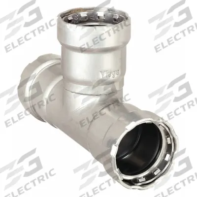VIEGA MEGAPRESS Crimp Tee Fitting: 1/2 in Pipe x 1/2 in Pipe x 1/2 in Pipe Size, Steel - Steel Press Pipe Fittings