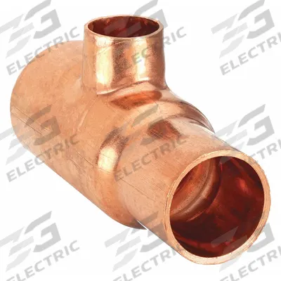STREAMLINE Sweat Fitting Tee: 2 in CTS x 2 in CTS x 1/2 in CTS, Cup x Cup x Cup - Wrot Copper Tube Fittings