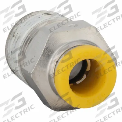 PARKER Push-Fit Adapter Fitting: 8 mm OD x 3/8 in Pipe Size, Push-to-Connect x BSPT - Nickel-Plated Brass Tube Fittings