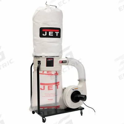 JET Wood Dust Collector: Single-Stage, 115/230V AC - Mobile Single-Stage Wood Dust Collectors