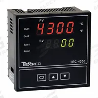 TEMPCO Temperature Controller: TEC-4300, 1/4 DIN Size, Universal, PID, 90 to 264V AC, Digital, 0.125 (MPN TEC55011). Key specifications — Brand: TEMPCO; Alarms: (2) Relays-2A; Control Mode: PID; Current: 0.125; Display Type: Digital; Input Voltage: 90 to 264V AC; Output: (2) 2 A Relay; Product Type: Temperature Controller.