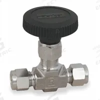 PARKER Needle Valve: Inline Valve Body, 316 Stainless Steel, Integral Bonnet, 1/8 in Pipe Size, PTFE (MPN 2A-V2LN-SS). Key specifications — For Media: Oil; Standards: ISA S75.02; Brand: PARKER; Valve Series: V; Stem Type: Regulating; Connection Type - Side 1: Compression; Connection Type - Side 2: Compression; Connection Type: Compression x Compression.