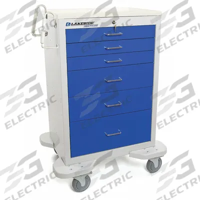 LAKESIDE General Medical Supply Cart with Drawers: Steel, (2) Swivel/(2) Swivel with Brake - General Medical Supply Carts with Drawers