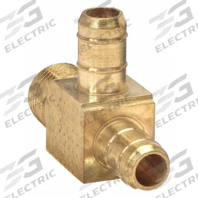 PARKER Barbed Tee: 1/4 in ID x 1/4 in ID Size, Barbed x MNPT x Barbed, Brass - Low-Lead Brass Barbed Tube Fittings