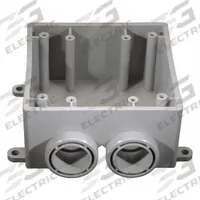 CANTEX Electrical Box: PVC, Rectangular, 2 Gangs, 3/4 in Hub Size, 36.3 cu in Capacity, Gray (MPN 5133391). Key specifications — Color: Gray; Brand: CANTEX.