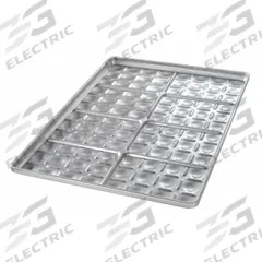 CHICAGO METALLIC Slider Bun Pan: Aluminized Steel, 96 Slots, 17 5/8 in Overall Wd, 22 ga Gauge (MPN 40434). Key specifications — Pan Style: Slider Bun Pan; Brand: CHICAGO METALLIC; Color: Silver; Material: Aluminized Steel; NSF Certified: No; Number of Slots: 96.