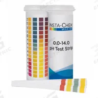 HYDRION Test Strips: 0 pH to 14 pH, 1.0 pH Resolution, 3 1/4 in Overall Lg, 1/4 in Overall Wd (MPN 80014). Key specifications — pH Resolution: 1.0 pH; Brand: HYDRION.