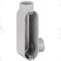 Conduit Outlet Body: Aluminum, 1/2 in Trade Size, LR Body, 4.3 cu in Body Capacity, Threaded Hub (MPN LR050). Key specifications — Finish: Powder Coated; For Use With: IMC; Brand: RACO; Hub Style: Threaded.