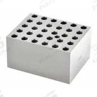 OHAUS Modular Block: Anodized Aluminum, 1 7/8 in Overall Wd, 2 3/4 in Overall Lg, 30 Wells (MPN 30400158). Key specifications — Product Type: Dry Bath Block; Includes Thermometer Well: Yes; Material: Anodized Aluminum; Brand: OHAUS.