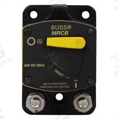 BUSSMANN Hi-Amp Circuit Breaker: CB187F, 48V DC, 5 kA at 48V DC - Flush Mount Automotive Circuit Breakers