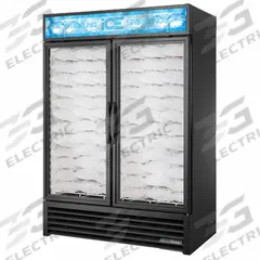 TRUE REFRIGERATION Freezer Merchandiser: 78 5/8 in x 54 1/8 in x 29 7/8 in, Black, Swing, 2 Shelves (MPN GDIM-49NT-HC~TSL01). Key specifications — attr1277723: TRUE REFRIGERATION; attr1277683: R-290; attr1277688: Swing; attr1277691: Yes; attr1277694: Black.