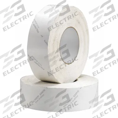 POLYKEN Duct Tape: Medium Duty, White, 2 in Wd, 60 yd Lg, 12 mil Thick, 225FR, Rubber - Flame-Retardant Duct Tape