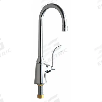 CHICAGO FAUCETS Gooseneck Bar Faucet: 350, Single-Post, Deck, Cast Brass - Single-Post Bar Sink Faucets