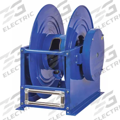 COXREELS Spring Return Hose Reel: 50 ft (1 in I.D.), 300 psi Max Op Pressure, Nickel Plated Steel - Base Frame Air or Water Spring-Return Hose Reels