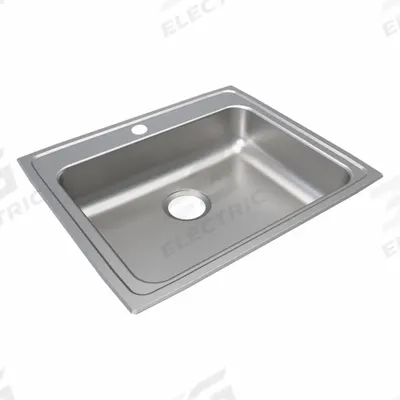 JUST MANUFACTURING Bowl Drop-In Sink: 25 in Overall Lg, 21 1/4 in Overall Wd, 5 in Bowl Dp - One-Bowl Counter-Mounted Kitchen & Bar Sinks without Faucets