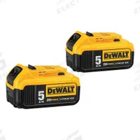 DEWALT Battery: 20V MAX*, 5 Ah, 2 Batteries Included, 20V DC, 2 PK (MPN DCB205-2). Key specifications — attr1278107: Not Oil-Resistant.