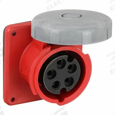 HUBBELL Pin and Sleeve Receptacle: Red, 277/480V AC, Three Phase, 20 A, 4 Pole - Watertight Receptacles