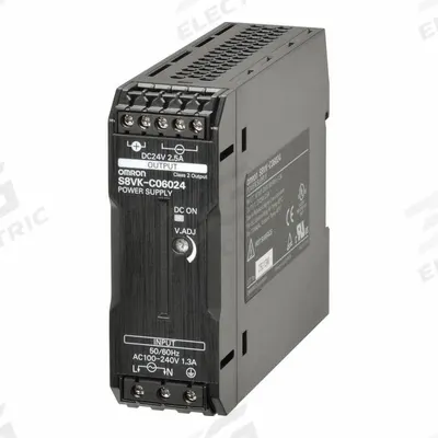 OMRON Switching Power Supply: 60 W Output Power - Rated, 2.5 A Current - Output - DIN Rail Mount DC Power Supplies