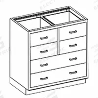 Base Cabinet: 35 1/4 in Overall Ht, 22 in Overall Dp, 35 in Overall Wd, Stainless Steel, 6 Drawers (MPN DR35HS). Key specifications — Product Type: Base Cabinet; Brand: BLICKMAN; Material: Stainless Steel; Standing Style: Wall Mounted; Cabinet Type: Base Cabinets.