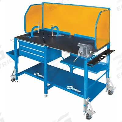 MILLER ELECTRIC Welding Table: 35 in Ht, 27 in Dp, 57 in Wd - Mobile Fixed-Height Welding Tables with Accessory Kit