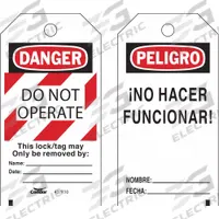 CONDOR Lockout Tag: Danger, Danger Do Not Operate, Polyester, Date/Fecha/Name/Nombre, English, Tag (MPN CNDR-51511-7)