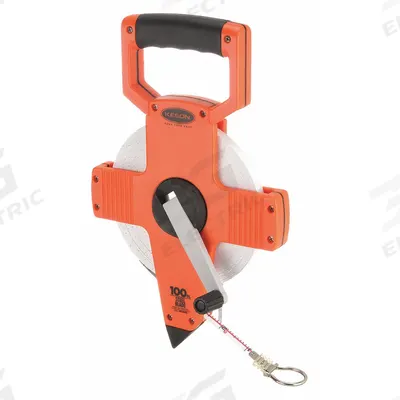 KESON Long Tape Measure: Manual, NR10-100, SAE/Engineers Scale, 100 ft, 1/100 ft - Open-Reel Long Tape Measures