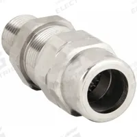 Liquid-Tight Conduit Fitting: Nickle Plated Brass, 1/2 in Trade Size, Non-Insulated, Straight (MPN TMC2050075NB). Key specifications — Insulated: Non-Insulated; Box Connection: 1/2 in MNPT; Hazardous Location Rating: Class I, Division 2, Groups A, B, C, D; Brand: APPLETON ELECTRIC.