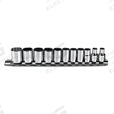 PROTO Socket Set: 1/4 in Drive, 11 Piece, 12-Point, Metric - SAE & Metric Socket Sets
