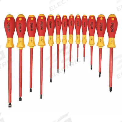 WIHA Insulated Screwdriver Set: 11-20 Pieces, 13 Pieces, Phillips/Slotted Tip - Insulated Screwdriver Sets
