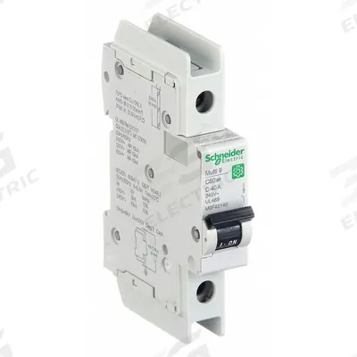 SCHNEIDER Miniature Circuit Breaker: 40 A Amps, 60V DC, 14kA at 120/240V AC - C-Curve, 1-Pole UL489 DIN Rail-Mount Miniature Circuit Breakers