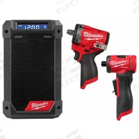 MILWAUKEE Tool Combination Kit: 3 Tools, Die Grinder/Impact Wrench/Radio, 12 V DC Volt, Tool Only (MPN 2951-20, 2563-20, 3485-20). Key specifications — attr1176460: Impact Wrench.