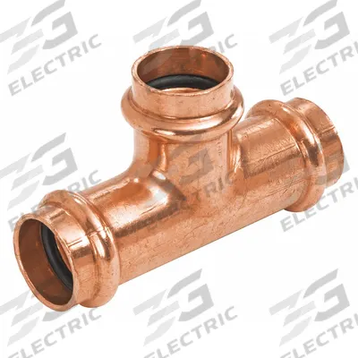 NIBCO Tee,2-1/2" x 2" x 2-1/2",Press Ends: Tee, 2 1/2 in CTS x 2 in CTS x 2 1/2 in CTS size - Plumbing Copper & Bronze Press Tube Fittings