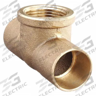 NIBCO Sweat Fitting Tee: 1 in CTS x 1 in CTS x 1 in Pipe, Cup x Cup x FNPT - Low-Lead Cast Copper & Bronze Tube Fittings